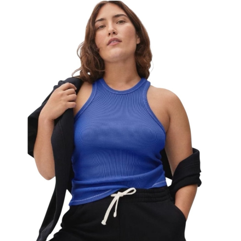 Everlane + The Ribbed Cutaway Tank Cerulean Blue Size XS #1942